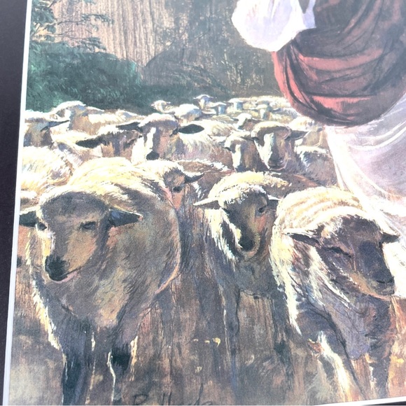 The Good Shepherd by Richard Hook Print Wall Art Gold Metal Frame 14” x 16” - Picture 7 of 11